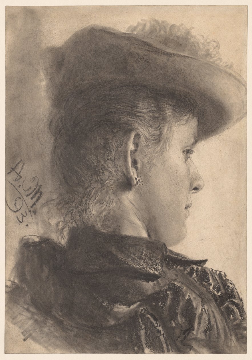 Busto di una donna, visto da dietro, 1893 da Adolph Menzel