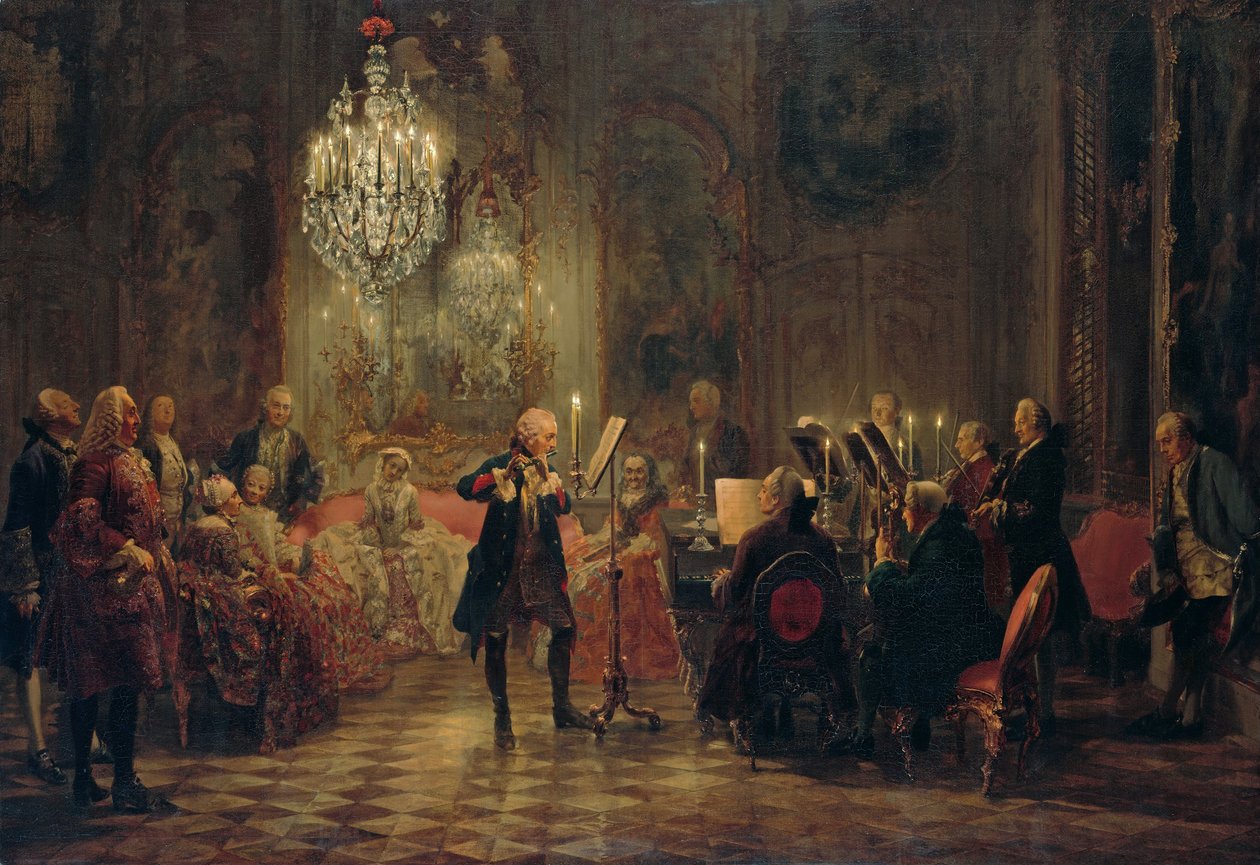 Concerto di flauto di Federico il Grande a Sanssouci da Adolph Menzel