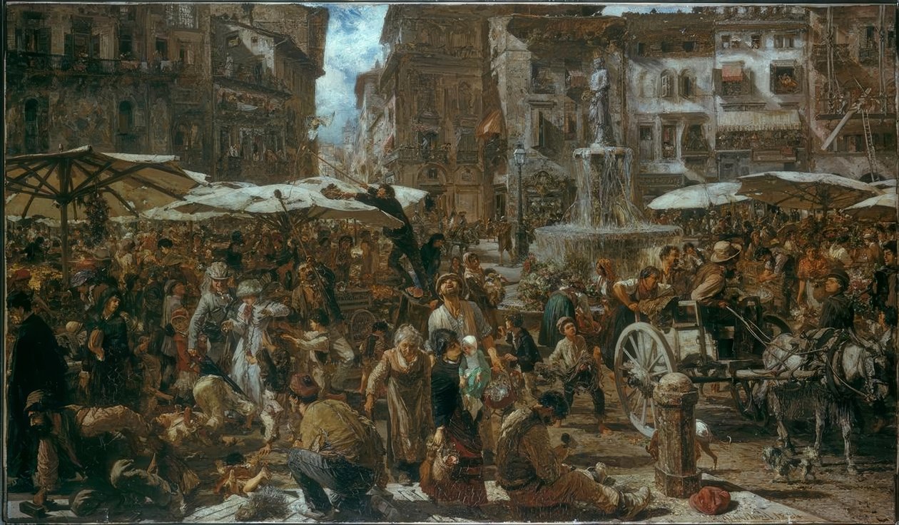 Piazza delle Erbe a Verona da Adolph Menzel