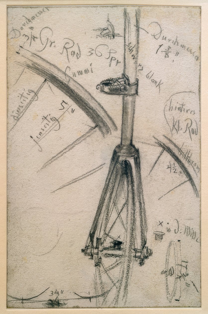 Studi sulla bicicletta alta, dettagli tecnici da Adolph Menzel