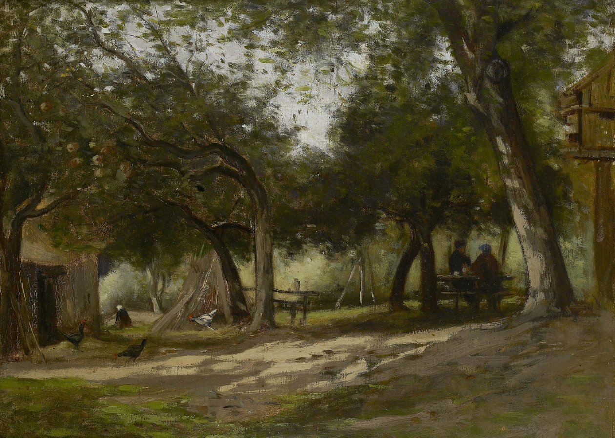 Paesaggio con un cortile agricolo, 1830 da Adolphe Felix Cals