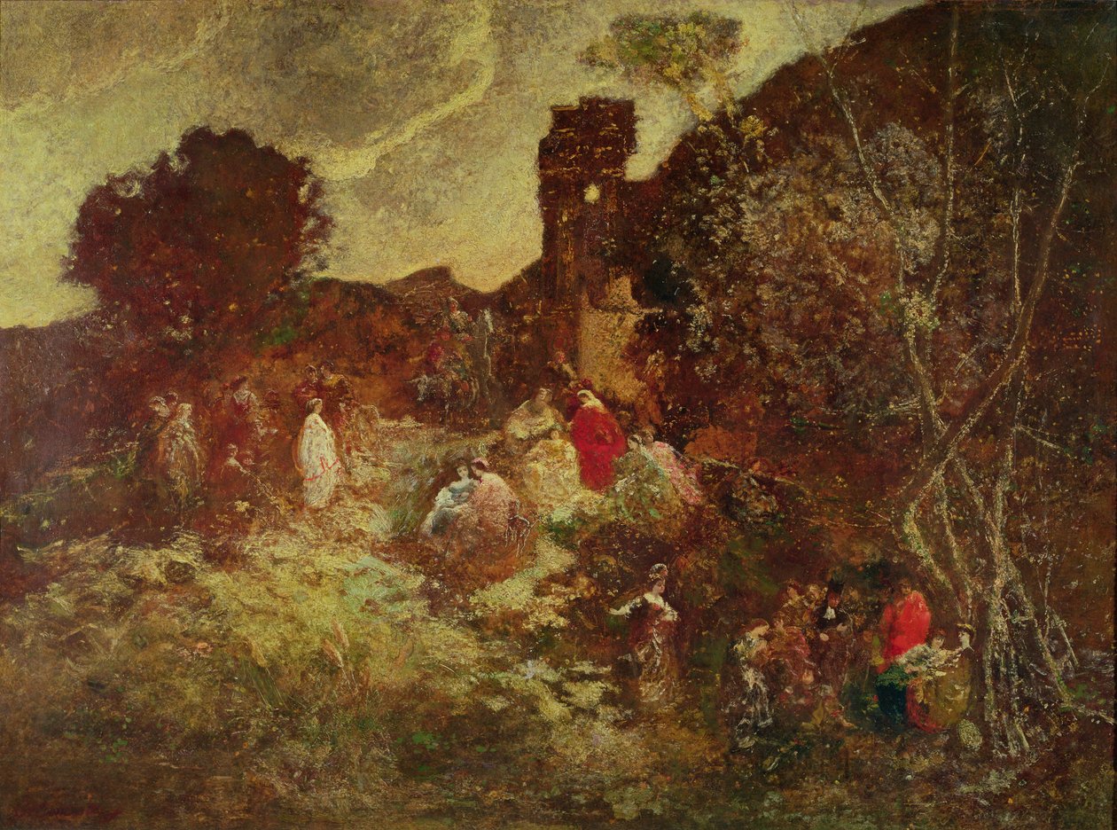 Don Chisciotte e Sancho Panza, c.1865 da Adolphe Joseph Thomas Monticelli