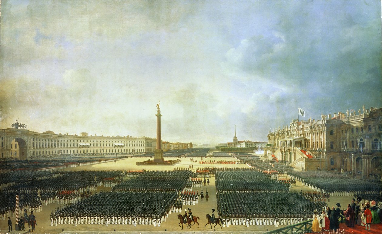 La consacrazione della Colonna di Alessandro a San Pietroburgo il 30 agosto 1834 da Adolphe Ladurner