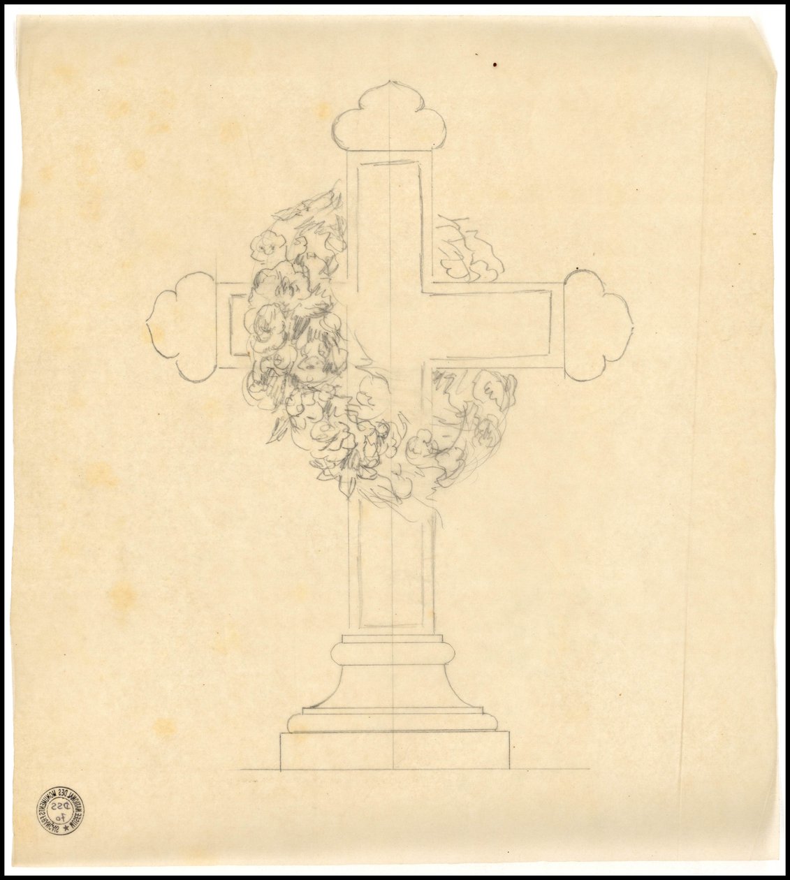 Schizzo di tomba per la famiglia Karakehia al cimitero del Père Lachaise a Parigi da Adolphe Victor Geoffroy Dechaume