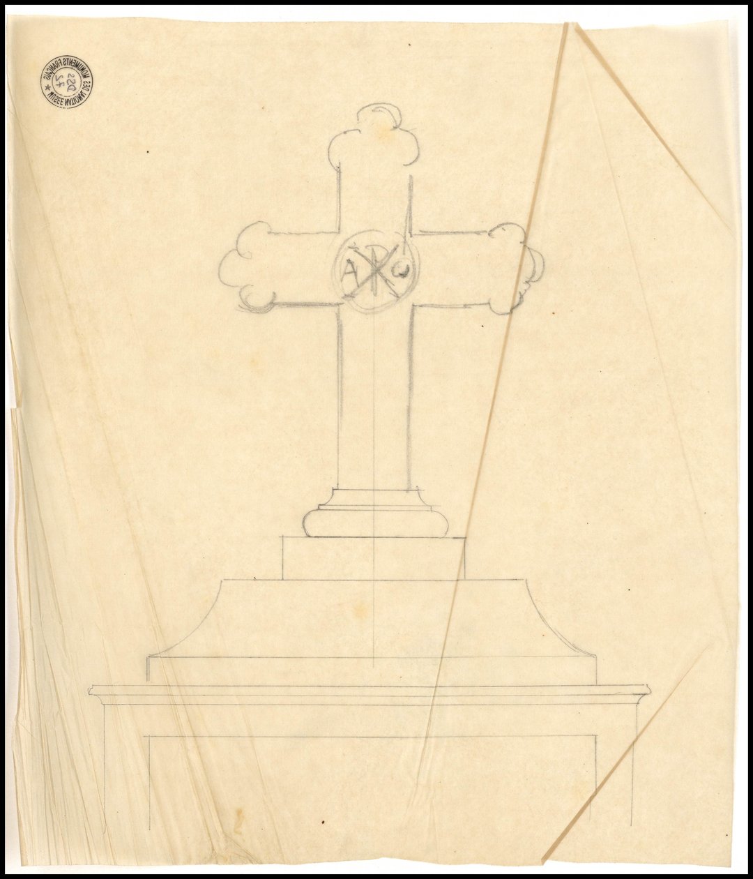Schizzo di tomba per la famiglia Karakehia al cimitero del Père Lachaise a Parigi da Adolphe Victor Geoffroy Dechaume