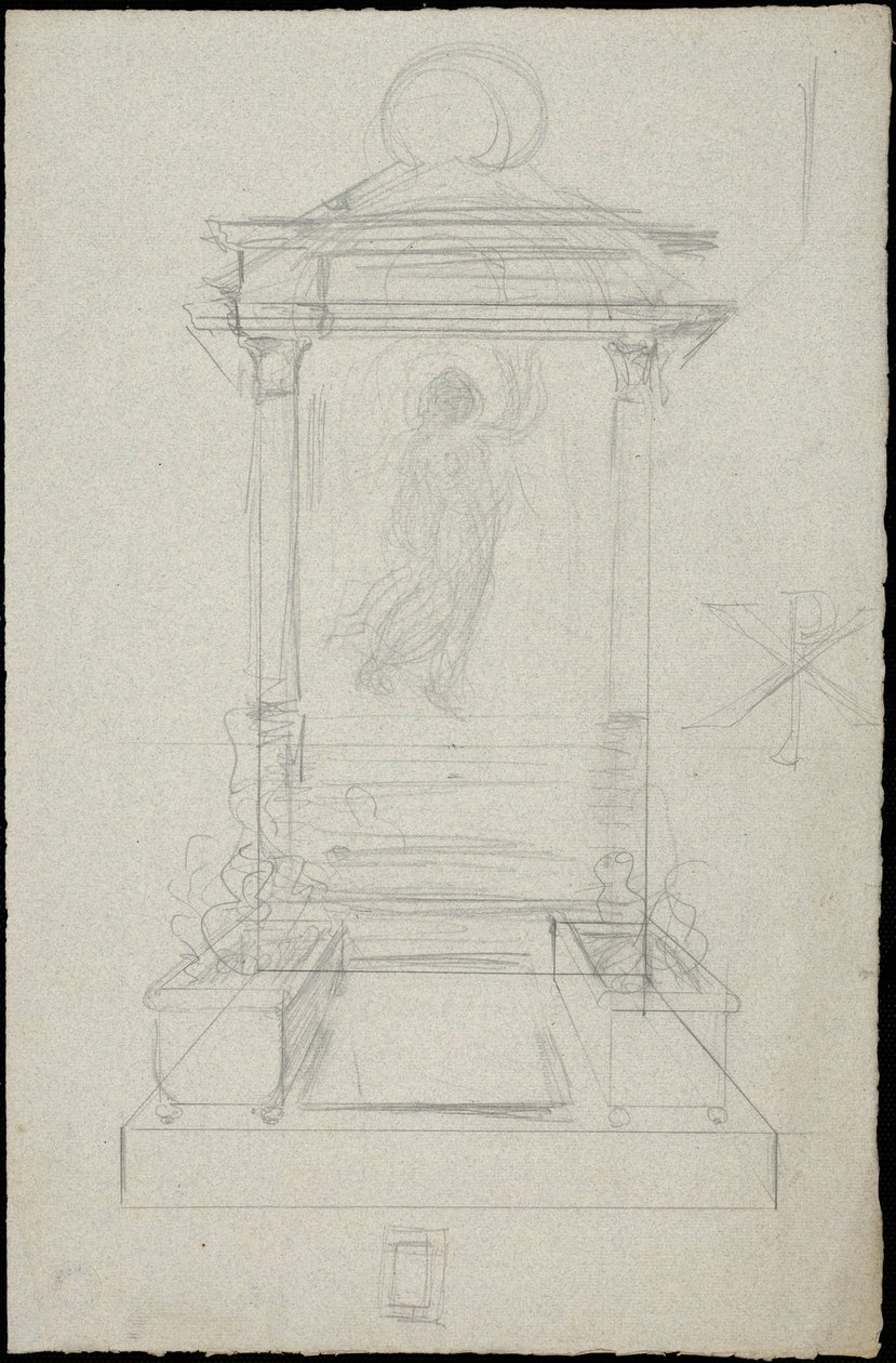 Schizzo di tomba per la famiglia Karakehia al cimitero del Père Lachaise a Parigi da Adolphe Victor Geoffroy Dechaume
