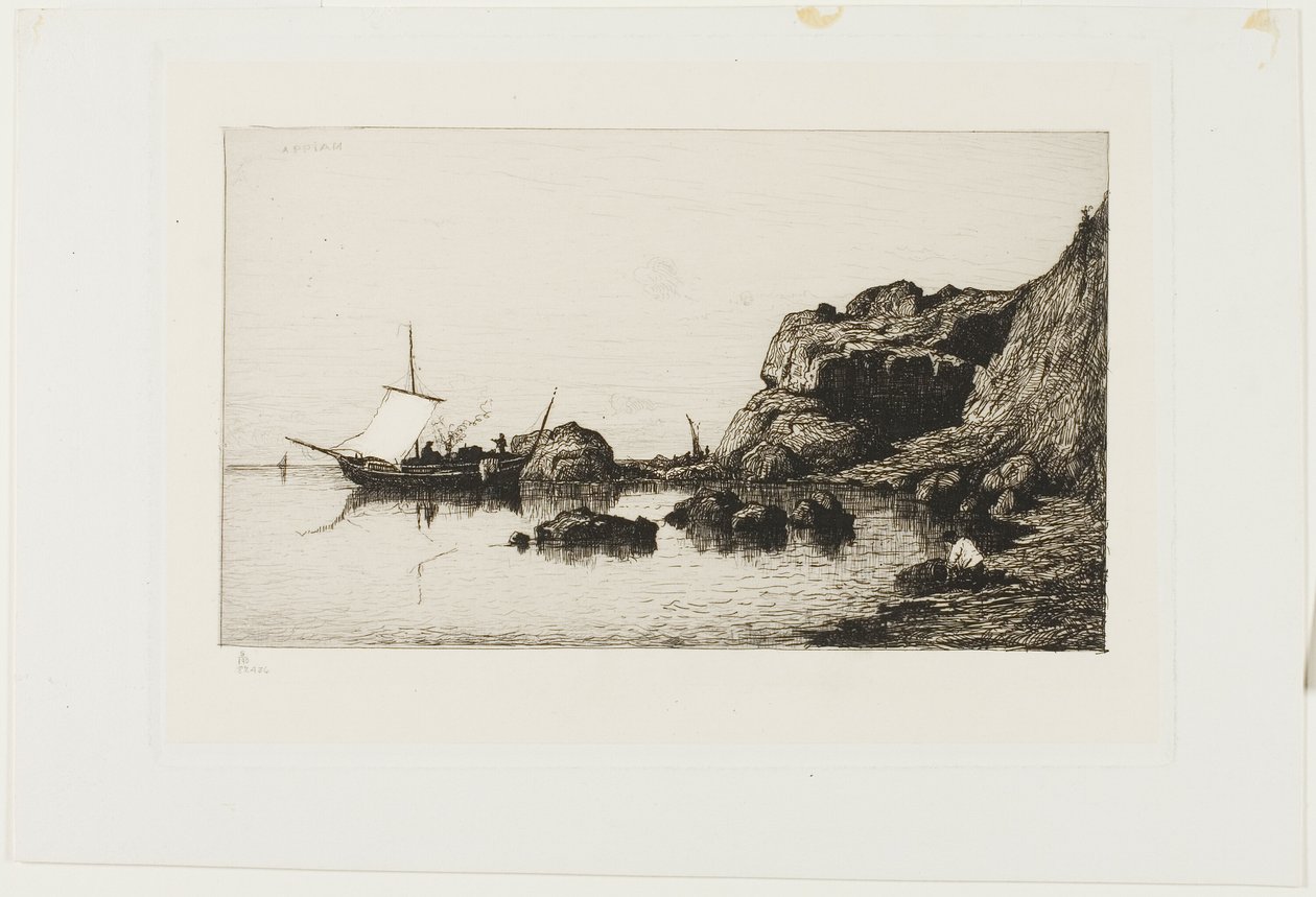 Imbarcazioni da pesca vicino alle scogliere di Collioure da Adolphe Appian