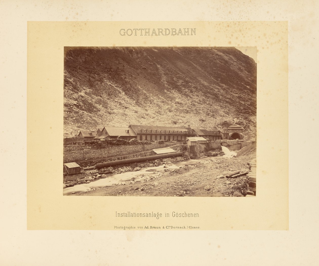 Ferrovia del Gottardo: sistema di installazione a Göschenen da Adolphe Braun and Cie
