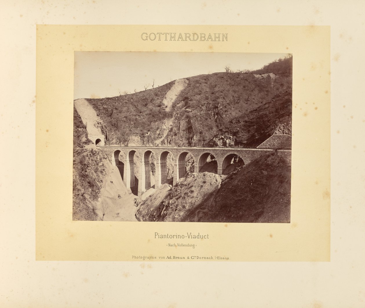 Ferrovia del Gottardo: Viadotto di Piantorino (dopo il completamento) da Adolphe Braun and Cie