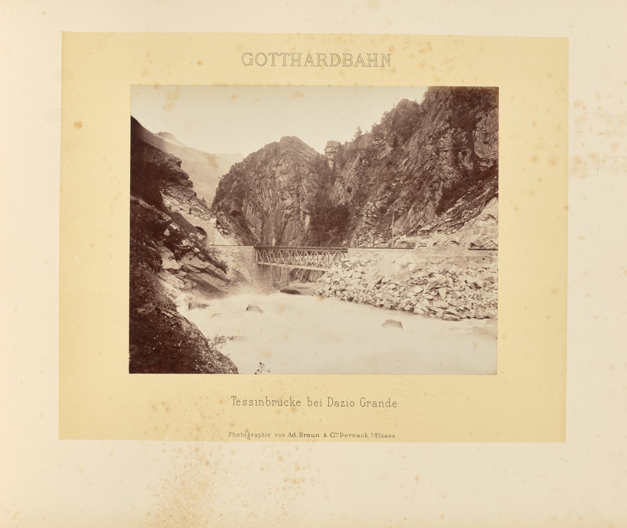 Ferrovia del Gottardo: ponte sul Ticino presso Dazio Grande da Adolphe Braun and Cie