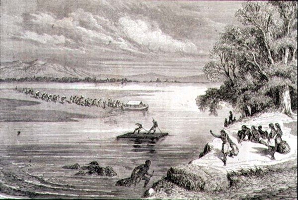 Attraversamento del fiume Colorado negli anni 1860 da Adolphe Gusman