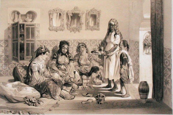 Donne di Algeri, da un volume che commemora la Forza di Spedizione Francese che catturò Algeri nel 1830 da Adolphe Jean Baptiste Bayot