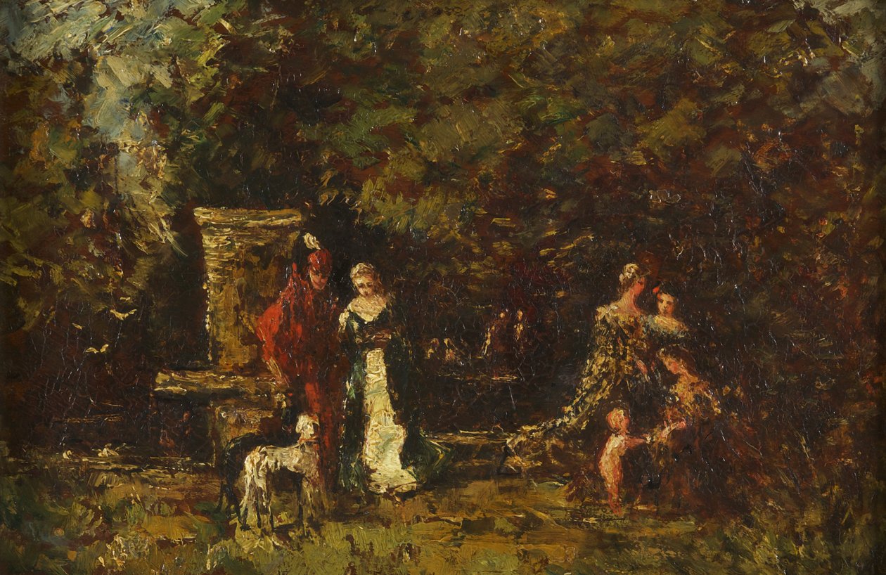 Figure eleganti in una radura boschiva da Adolphe Joseph Thomas Monticelli