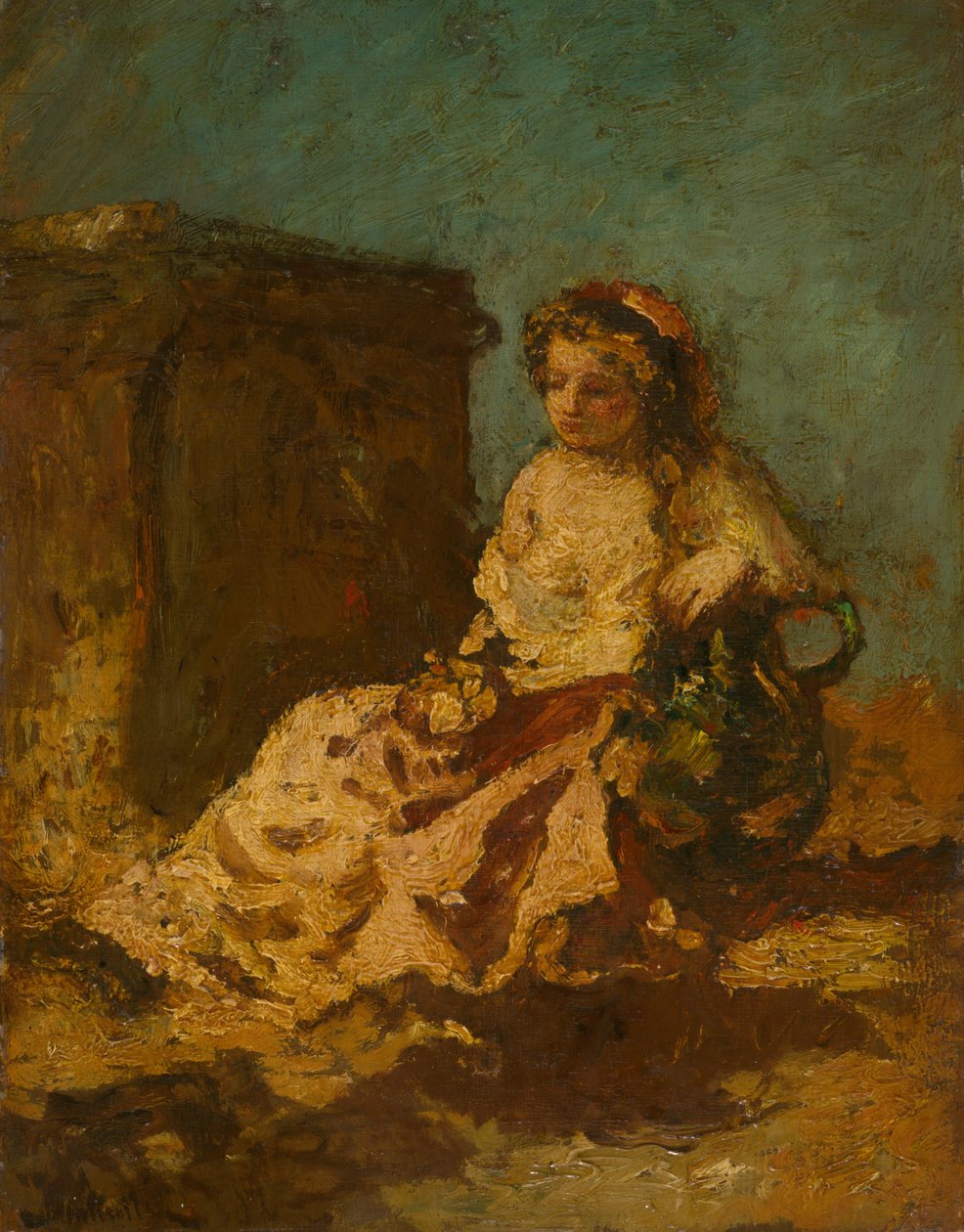 Meditazione (Donna seduta) da Adolphe Joseph Thomas Monticelli
