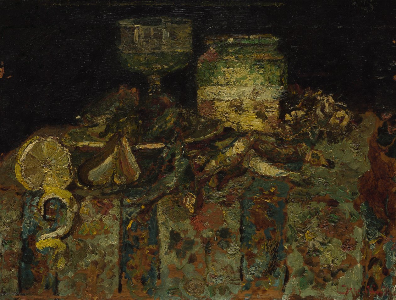Natura morta: Ostriche, pesce da Adolphe Joseph Thomas Monticelli