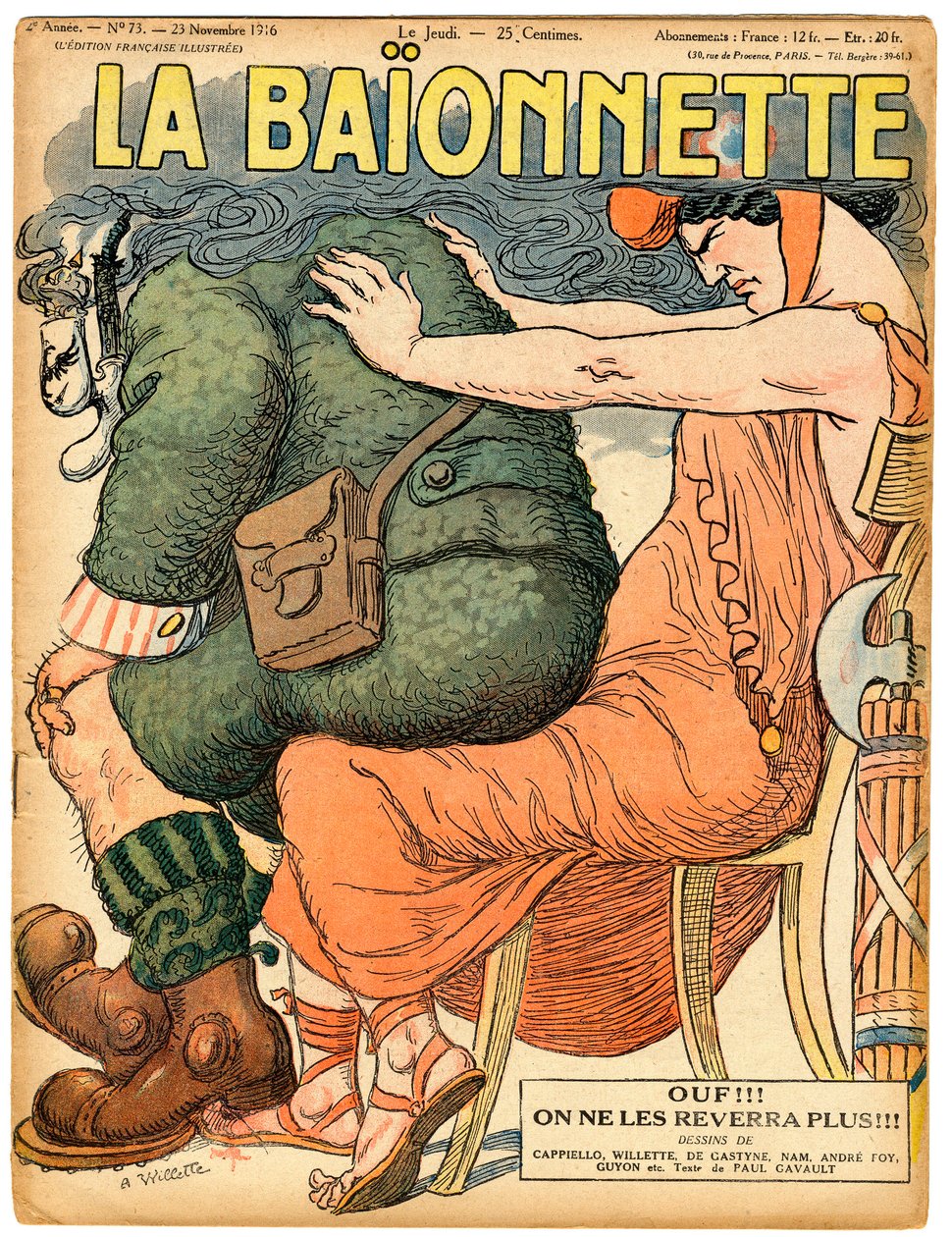 Copertina di La Baionnette, satirico a colori da Adolphe Leon Willette