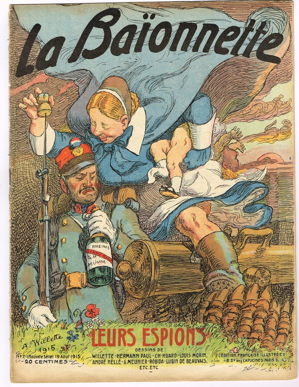 Copertina di “La Baionnette”, Satirico a colori da Adolphe Leon Willette