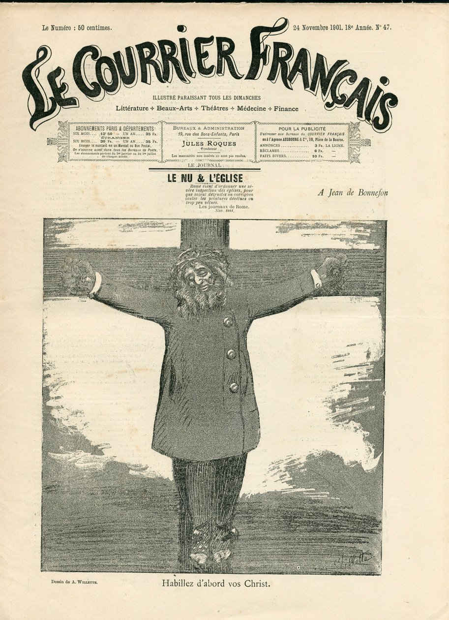 Copertina di Le Courier francais, numero 47, Satirico in B & N da Adolphe Leon Willette