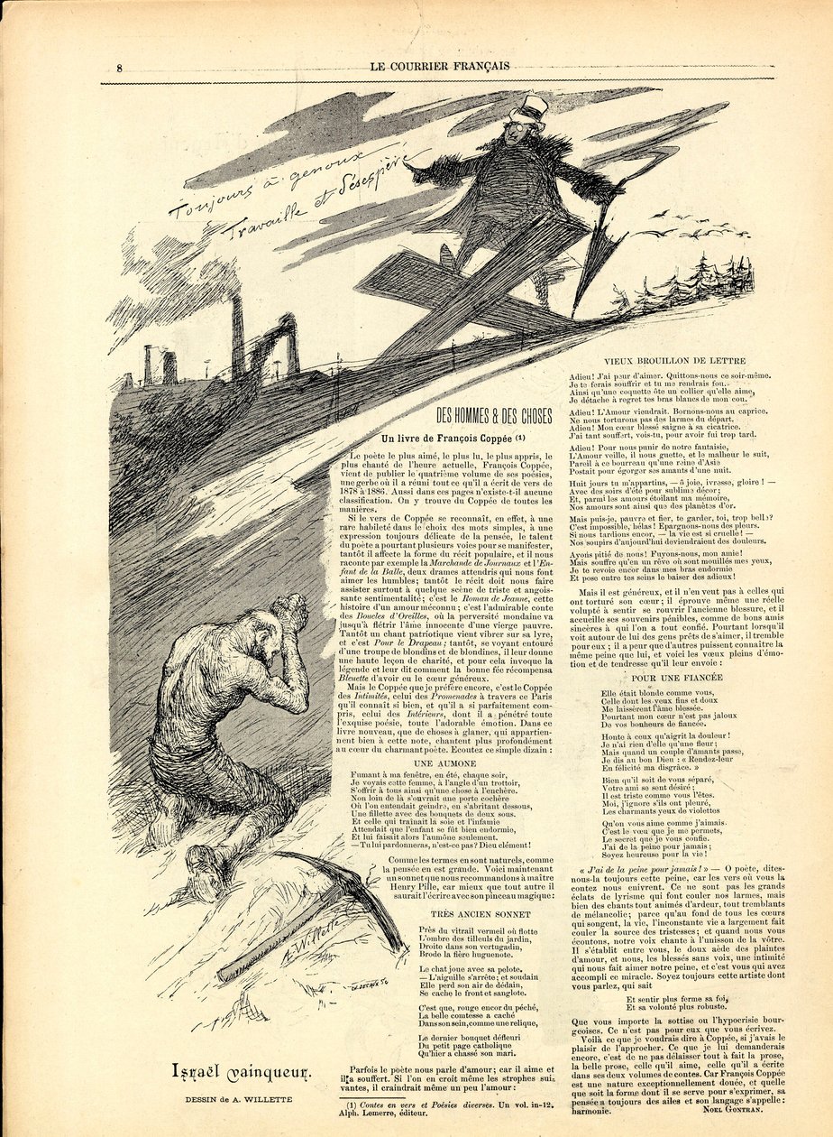 Le Courier anglais, satirico in N & B da Adolphe Leon Willette