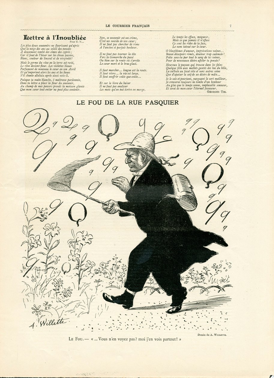 Le Courrier français, numero 10, Satirico in N & B da Adolphe Leon Willette