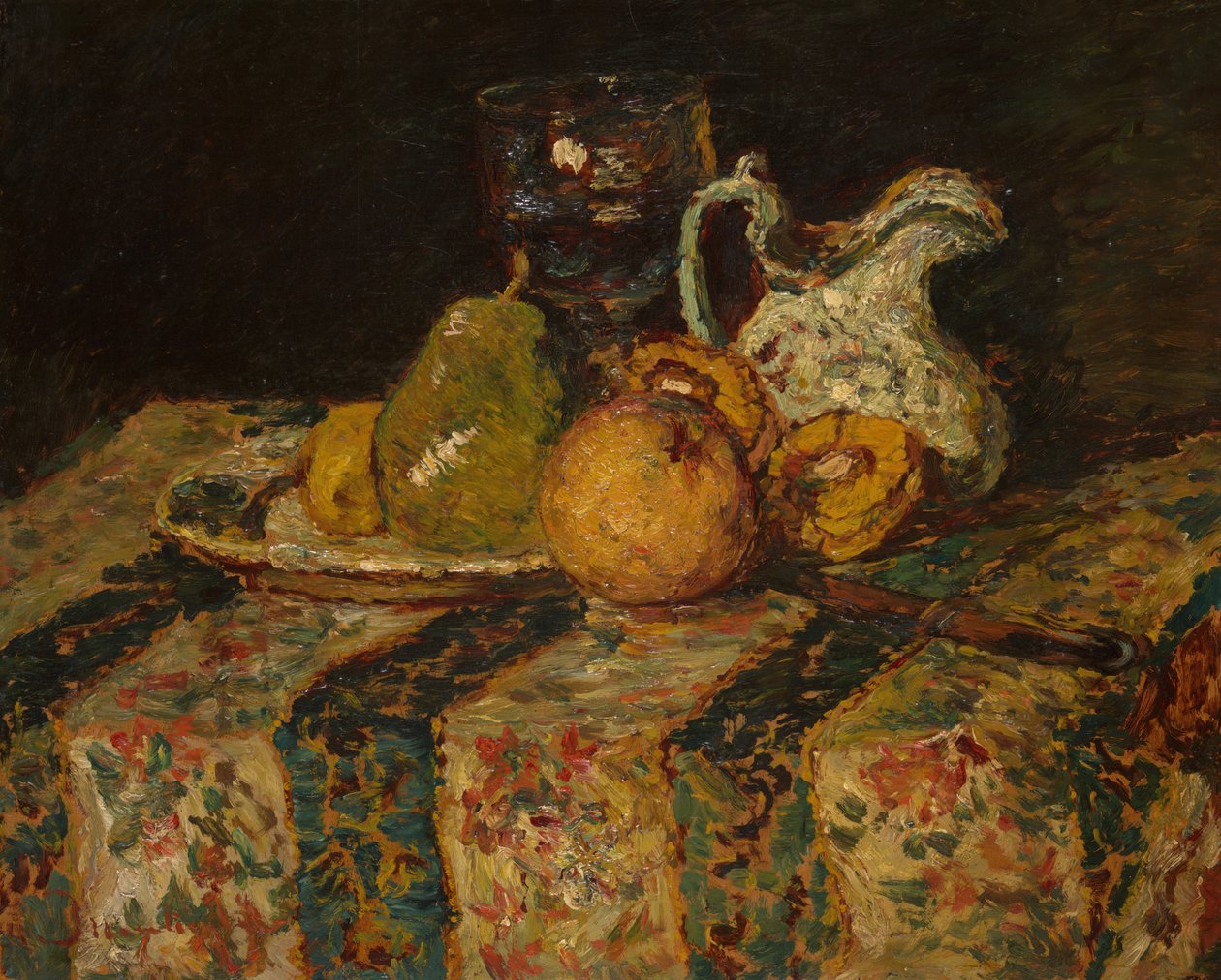 Natura morta con frutta e brocca di vino da Adolphe Monticelli