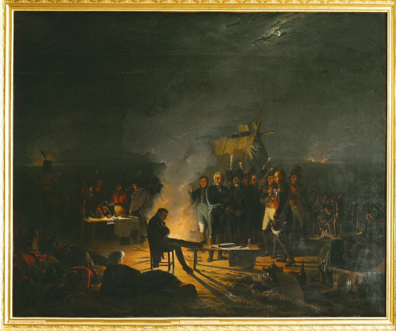 Napoleone nel suo bivacco sul campo di battaglia di Wagram... (dipinto su tela) da Adolphe Roehn