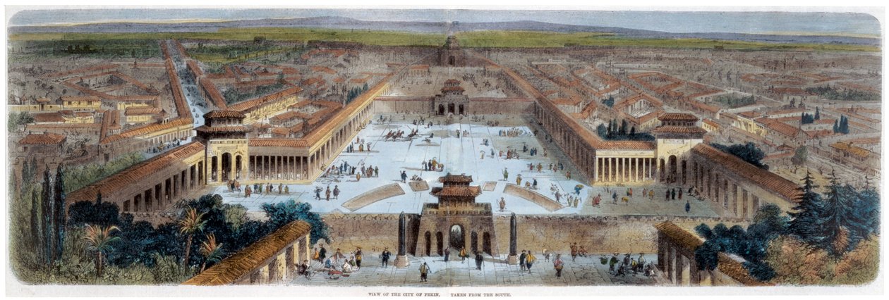 Veduta della città di Pechino presa da sud, Cina, metà del XIX secolo da Adolphe Rouargue