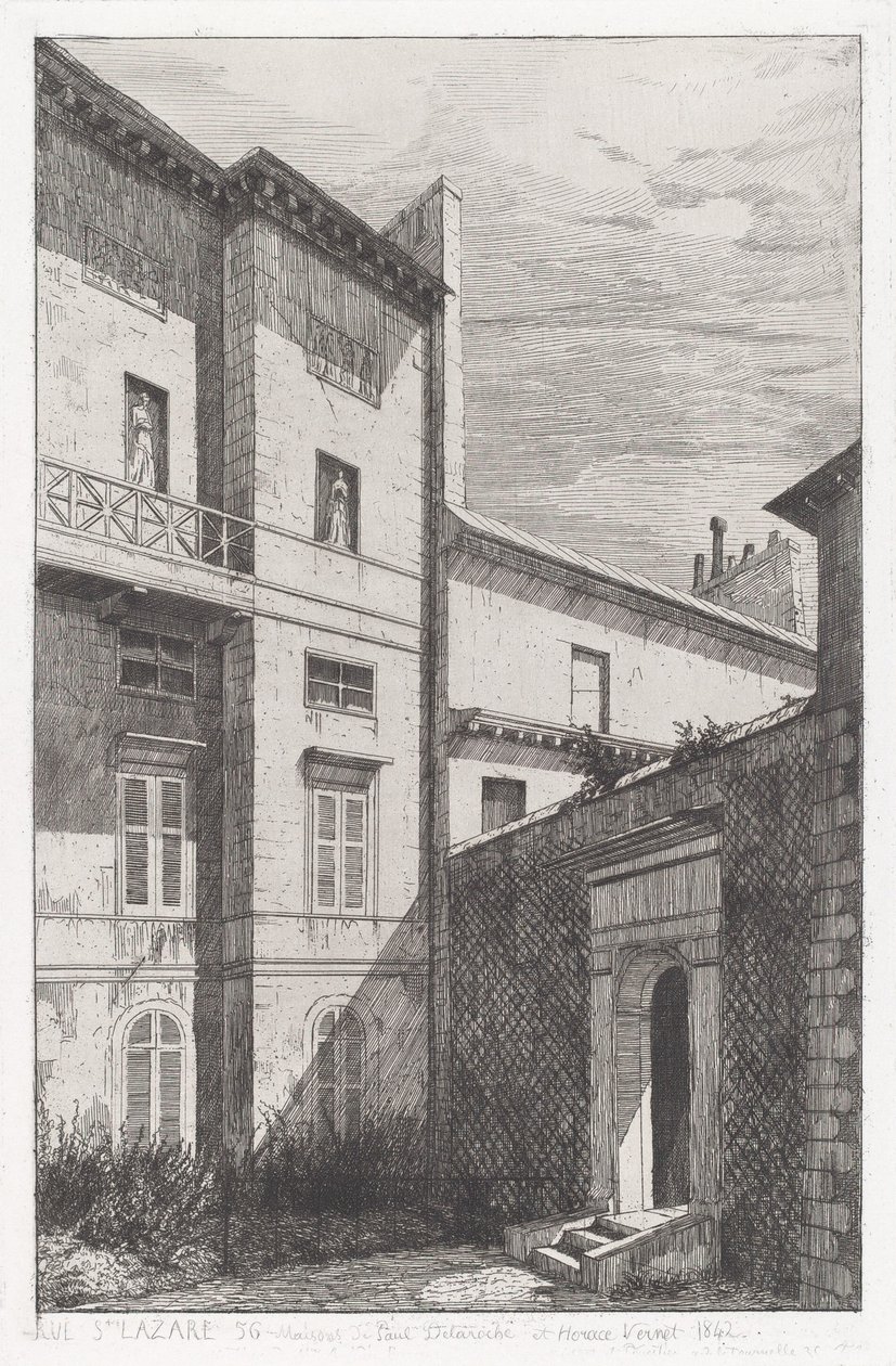 Rue St. Lazare 56, Casa di Paul Delaroche e Horace Vernet da Adolphe Théodore Jules Martial Potémont