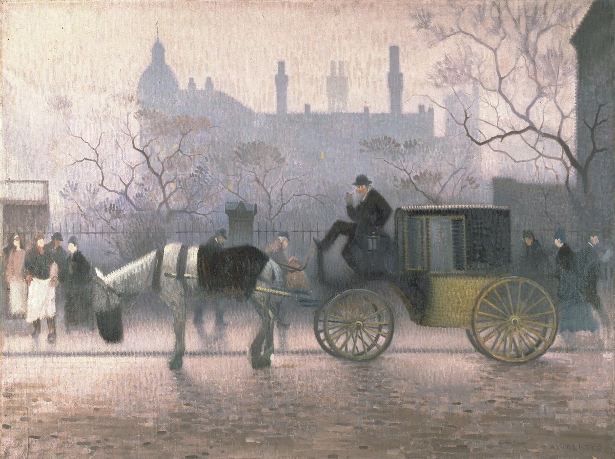 Vecchio taxi a All Saints, Manchester da Adolphe Valette