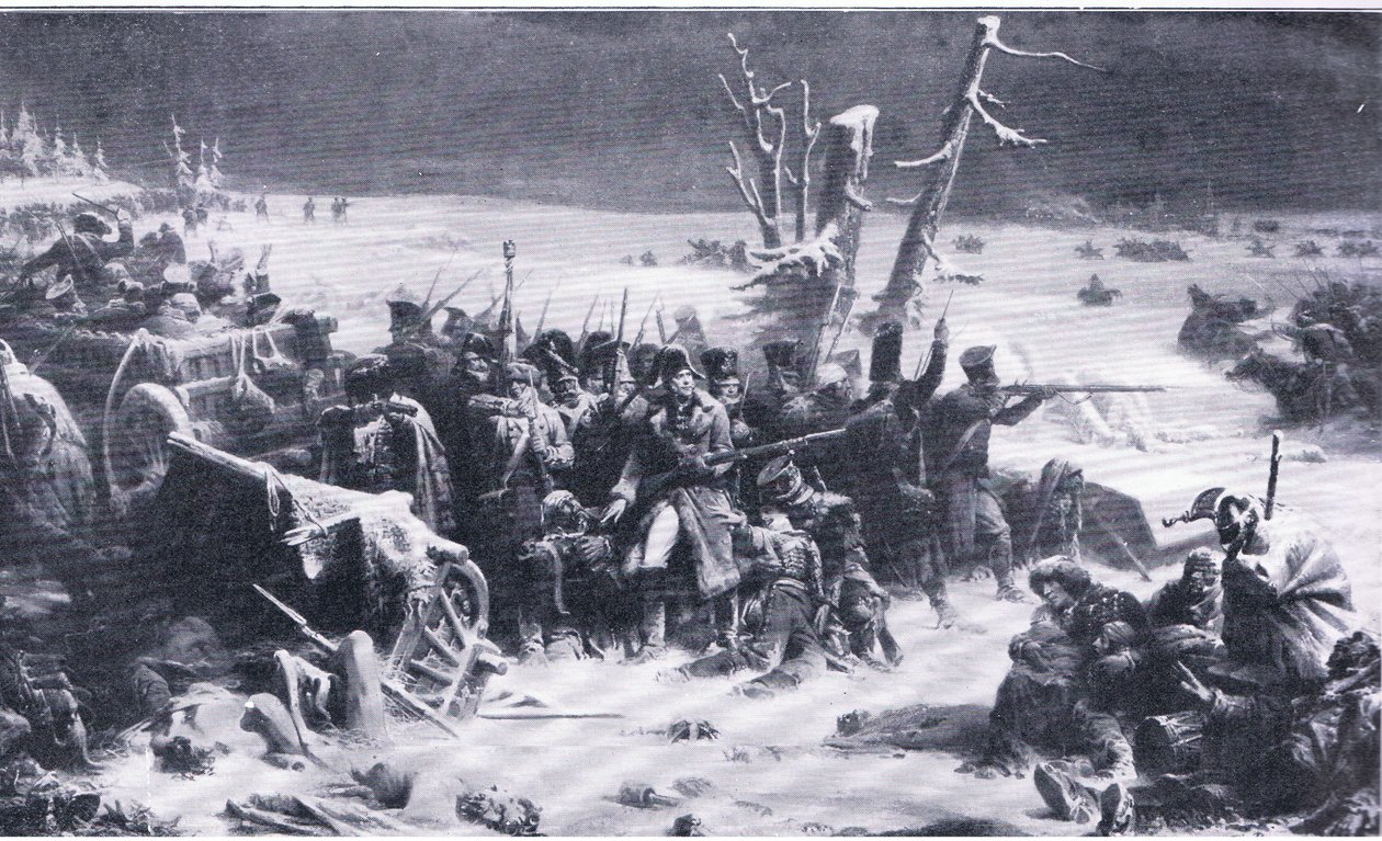 Il maresciallo Ney sostiene la retroguardia durante la ritirata da Mosca, illustrazione da Landmarks in European History pubblicato da Gresham Publishing Co, c.1920 da Adolphe Yvon