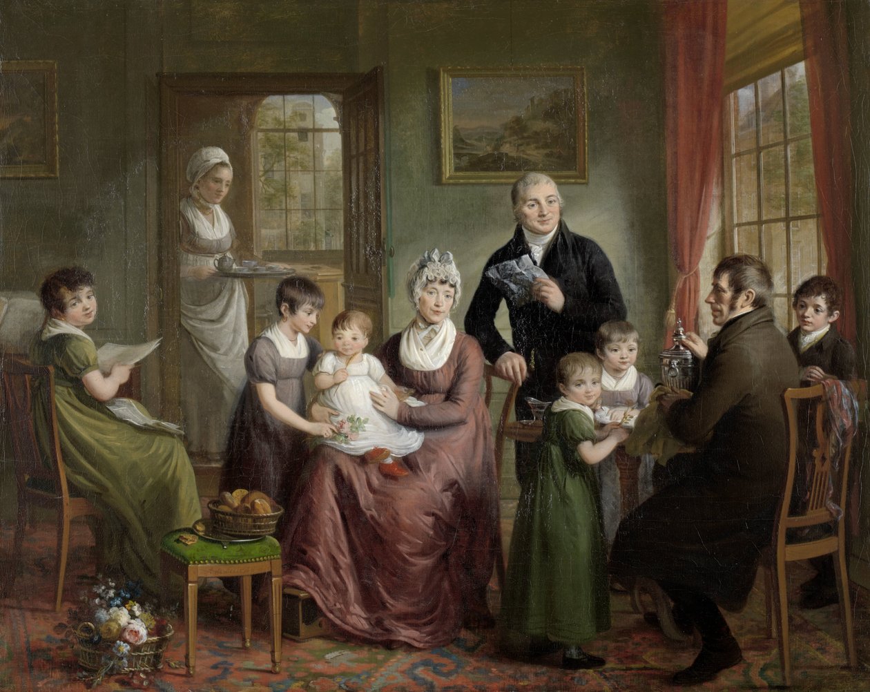 Ritratto della famiglia di Adrianus Bonebakker con Dirk L. Bennewitz da Adriaan de Lelie (signed by artist)