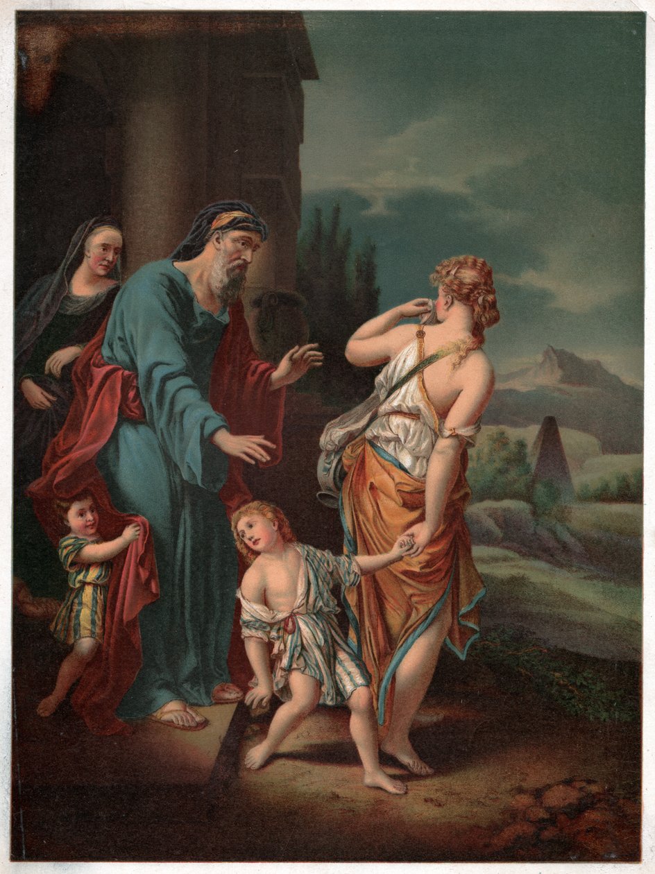 Abramo e Agar (litografia) da Adriaan van der (after) Werff