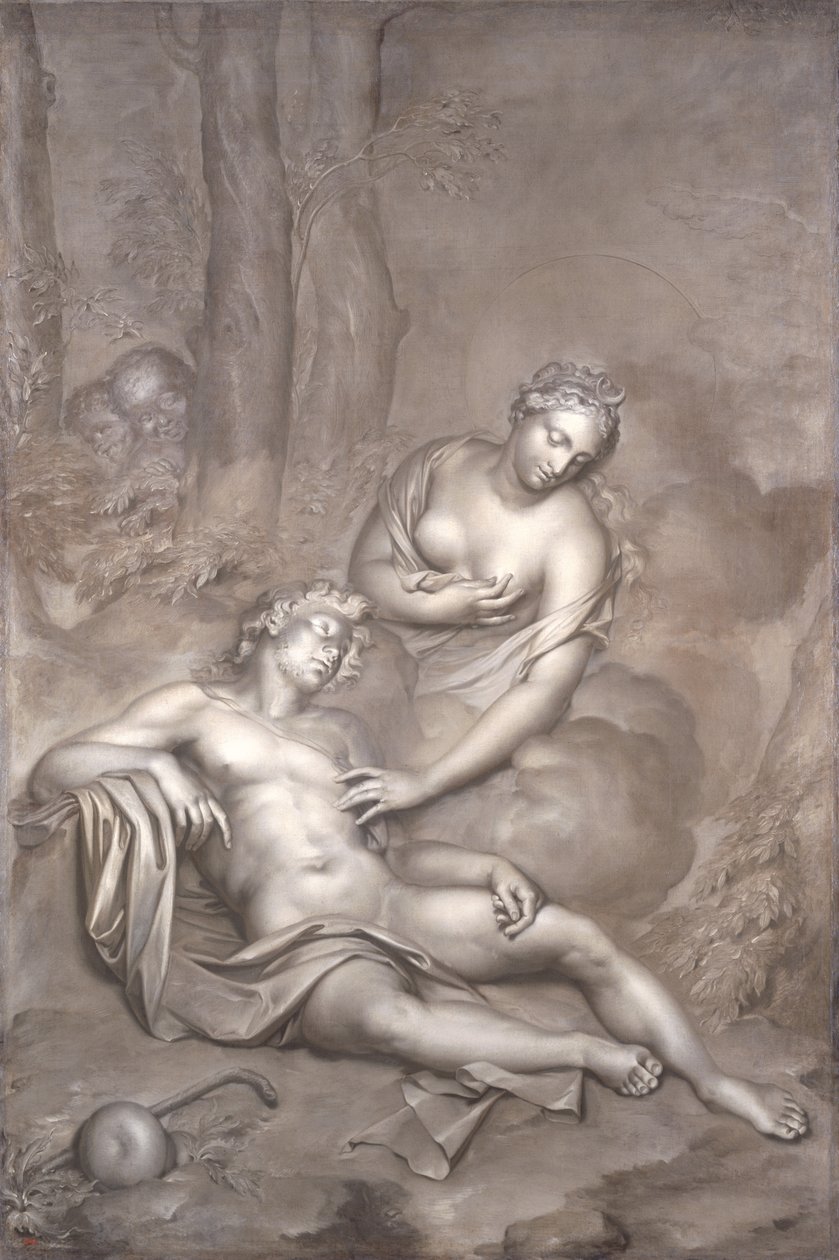 Luna (Diana) visita Endimione dormiente, 1696 da Adriaan van der Werff