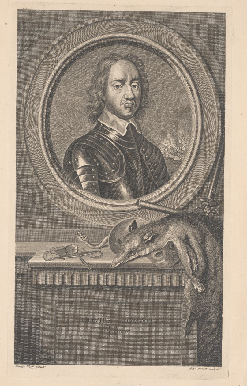 Oliver Cromwell, Protecteur, inciso da Pierre Drevet (1663-1738) da Adriaan van der Werff