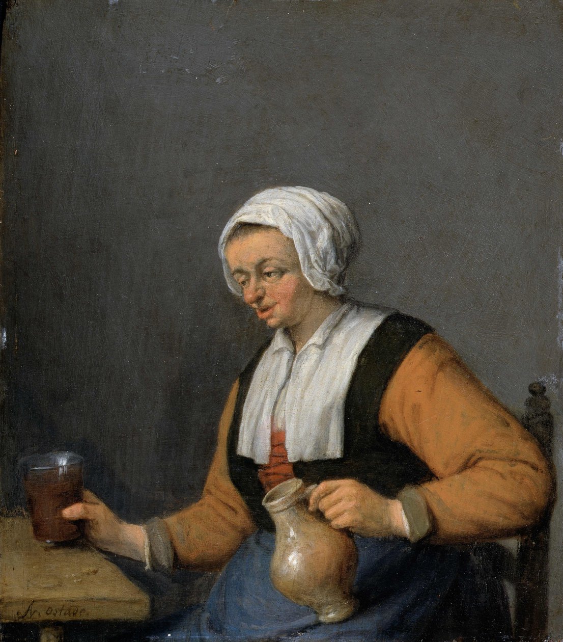 Una donna con una brocca di birra da Adriaen Jansz. van Ostade