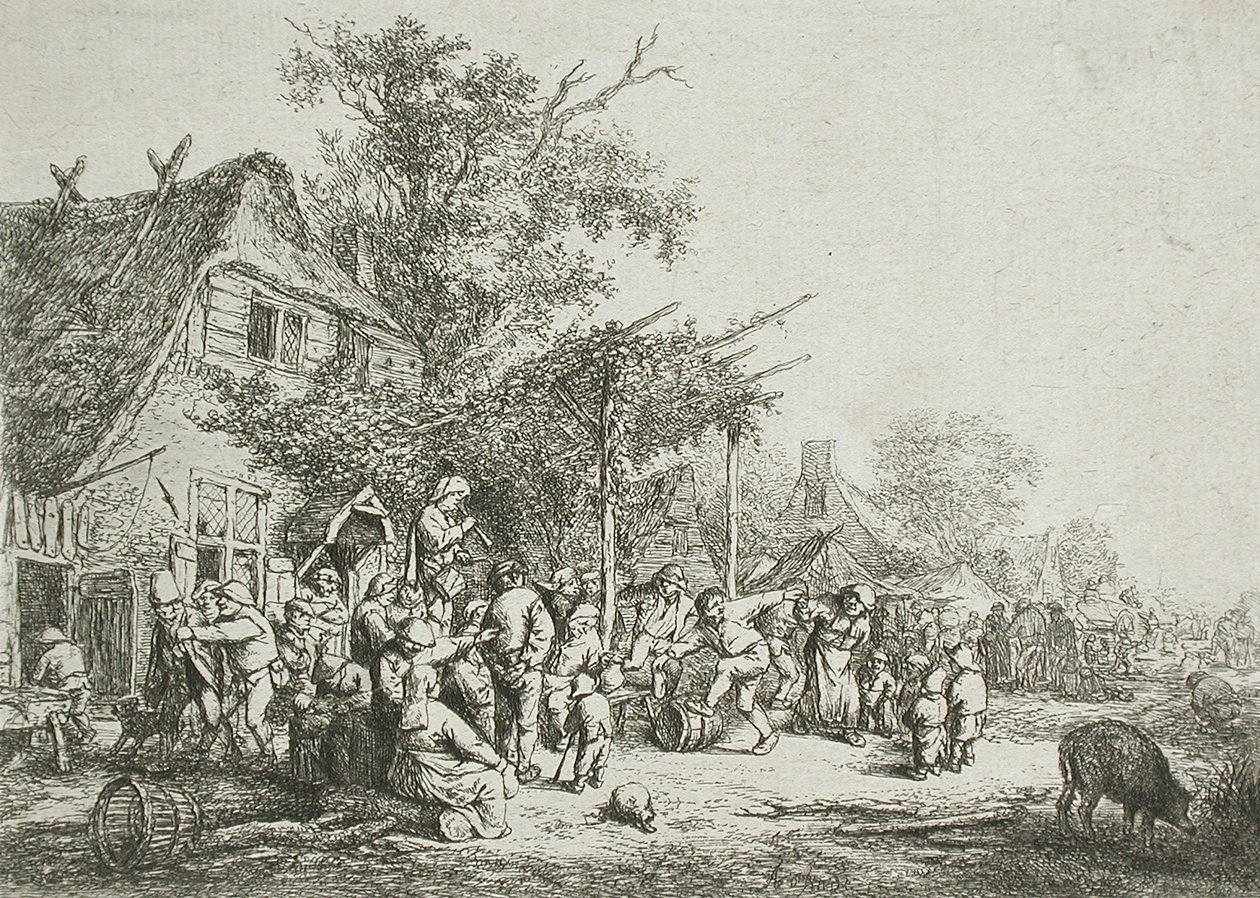 Festa di villaggio sotto il pergolato da Adriaen Jansz. van Ostade