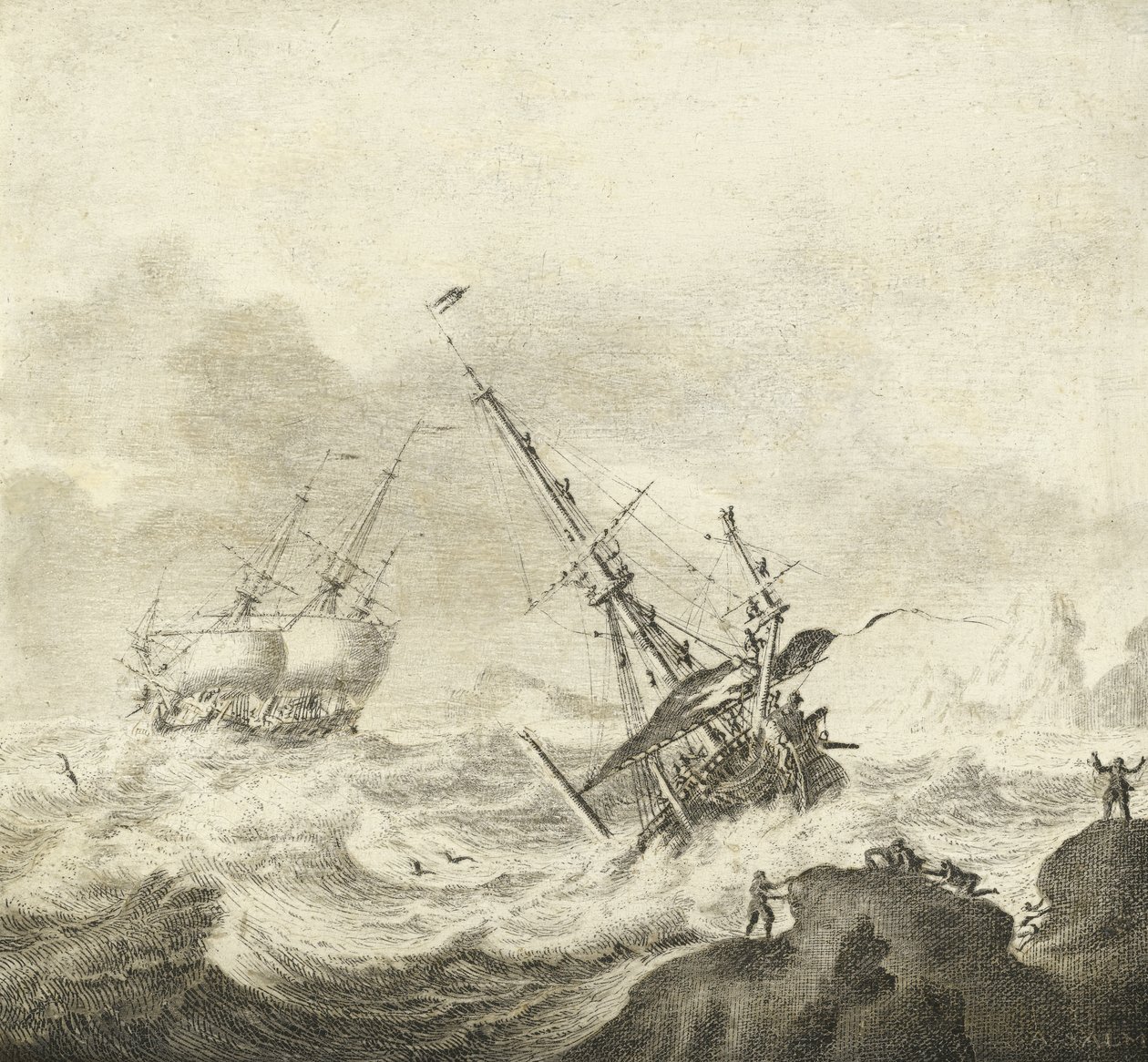 Navigazione su un Mare Tempestoso da Adriaen van Salm