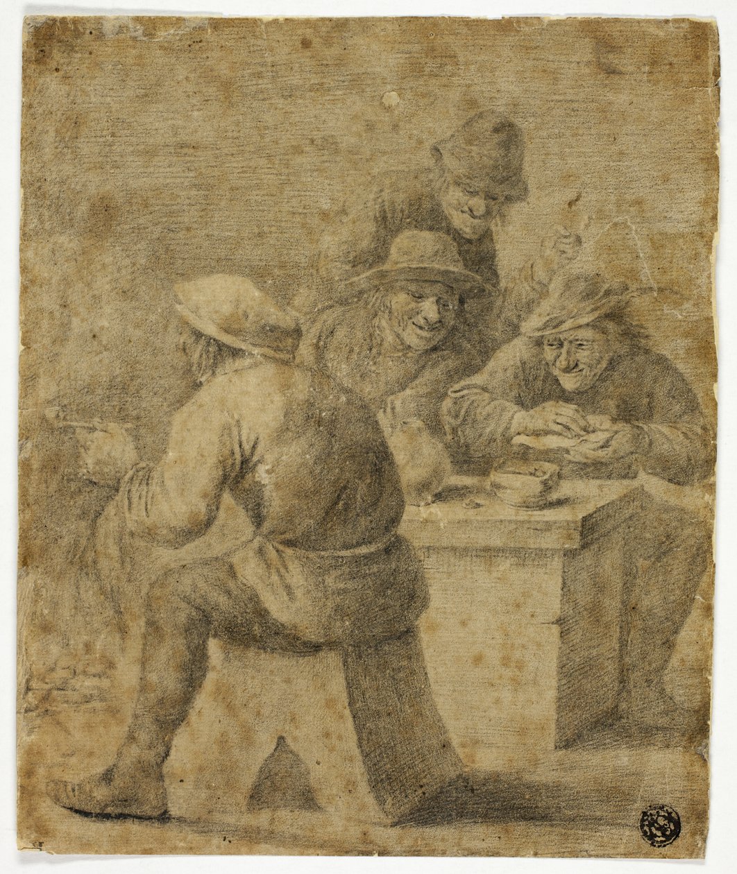 Quattro contadini a tavola da Adriaen Brouwer