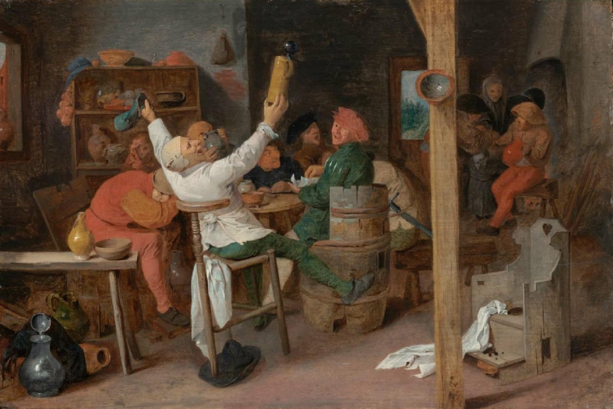 Contadini in baldoria in una taverna da Adriaen Brouwer