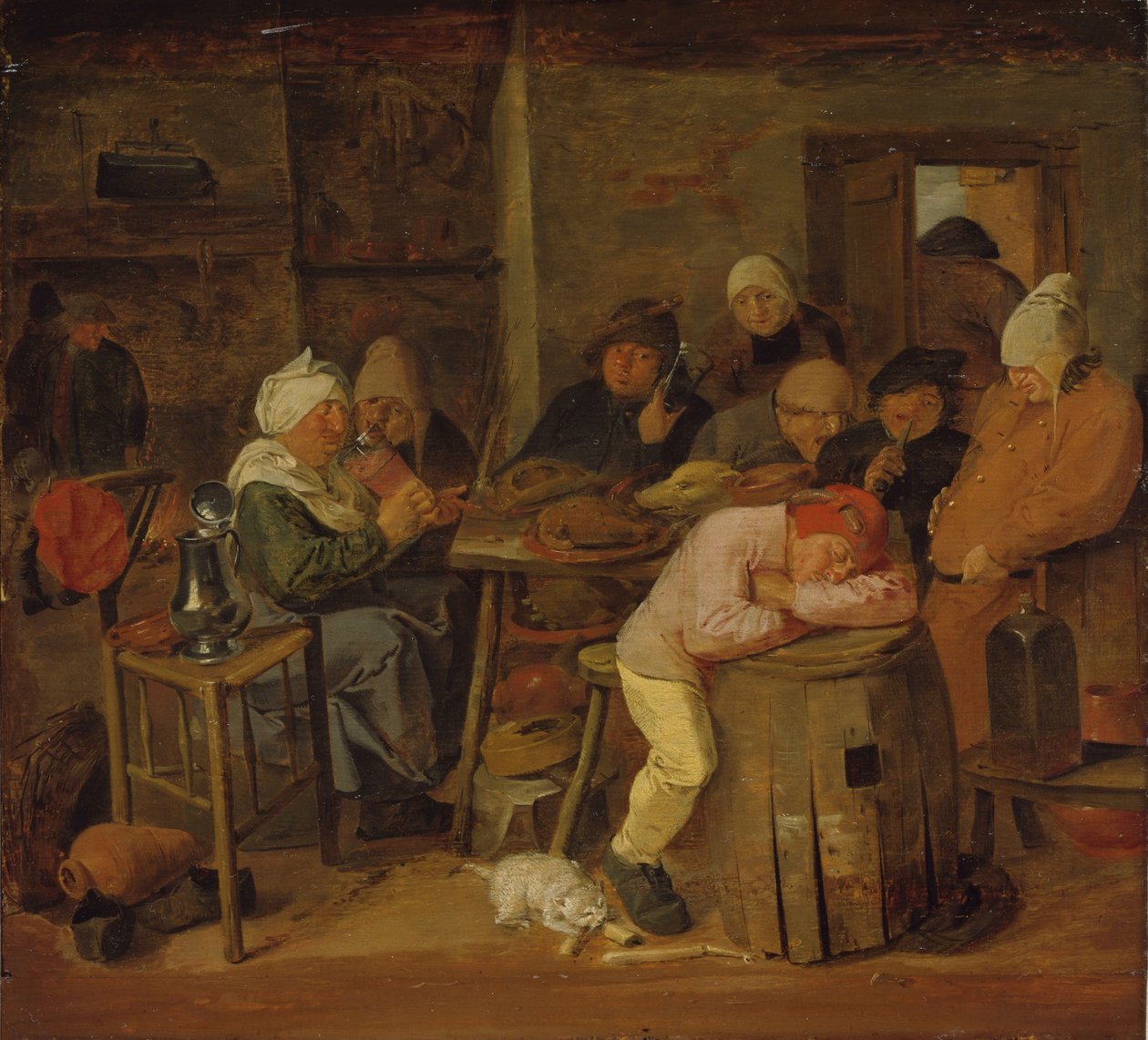Contadini in un interno (La festa della macellazione) da Adriaen Brouwer