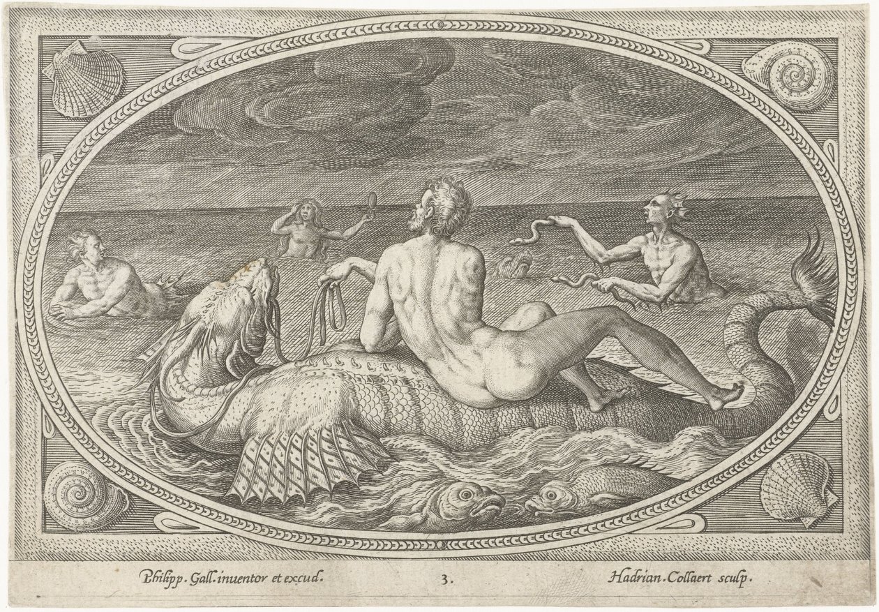 Acis su un pesce da Adriaen Collaert