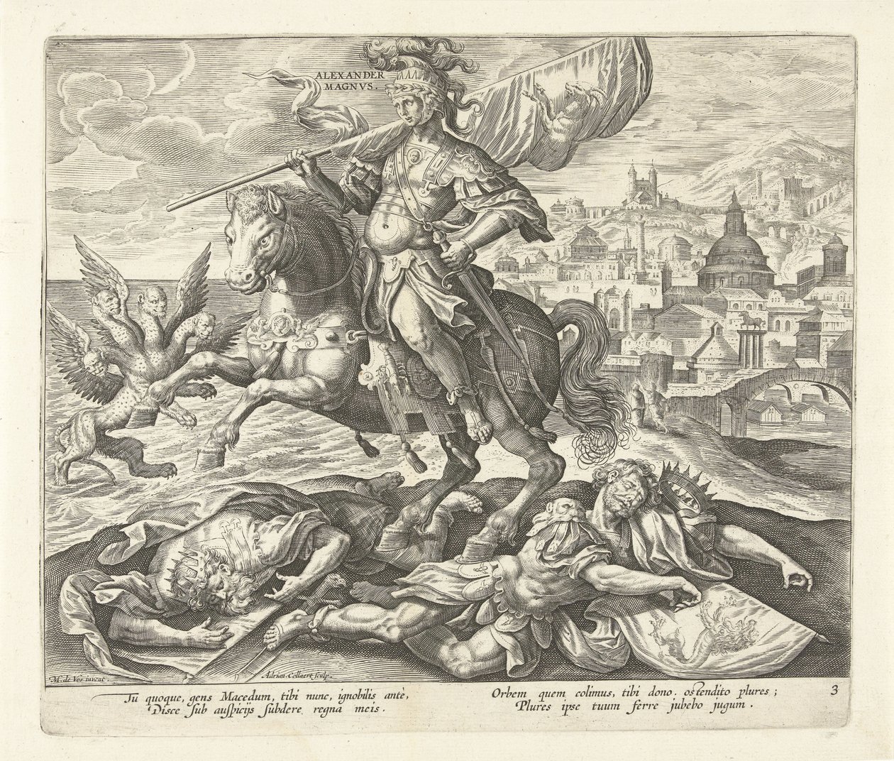 Alessandro Magno come terzo re dalla visione di Daniele, Ascesa di quattro regni mondiali e quattro sovrani dalla visione di Daniele (titolo della serie) da Adriaen Collaert