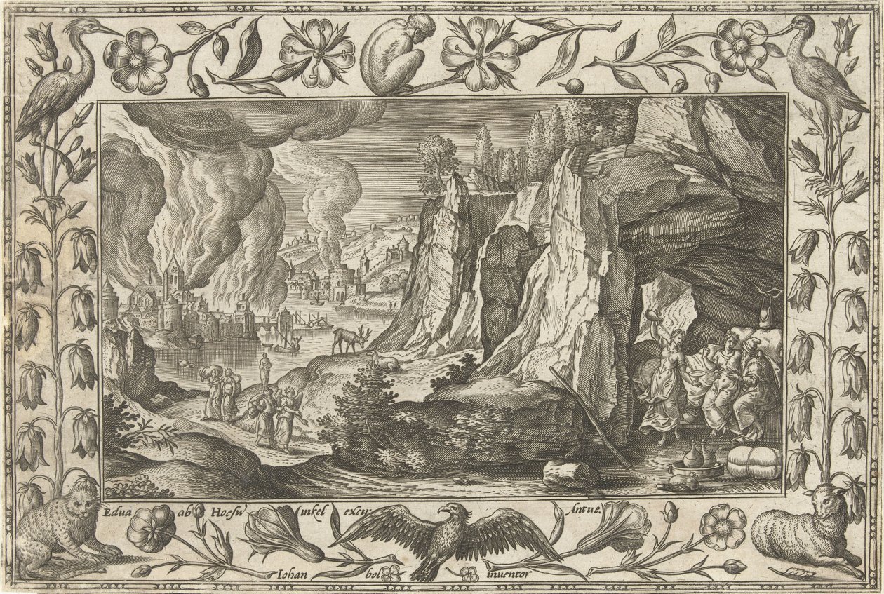 Lot e le sue figlie (Paesaggi con scene bibliche, mitologiche e di caccia) da Adriaen Collaert