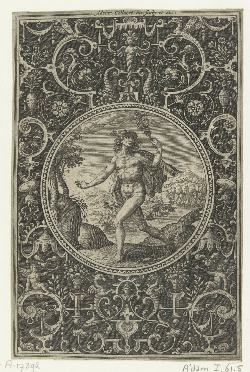 Medaglione con Mercurio con il suo bastone in mano (Medaglioni con figure dal Giudizio di Paride) da Adriaen Collaert