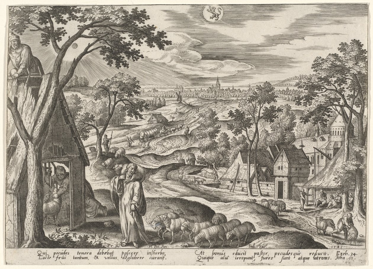 Il Buon Pastore da Adriaen Collaert after Hans Bol