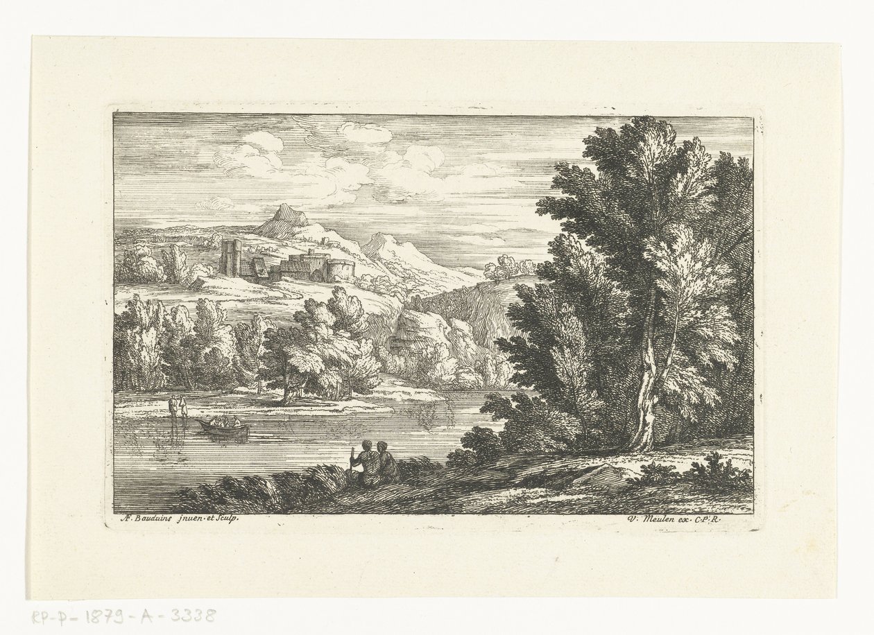 Paesaggio con un fiume e un castello da Adriaen Frans Boudewyns