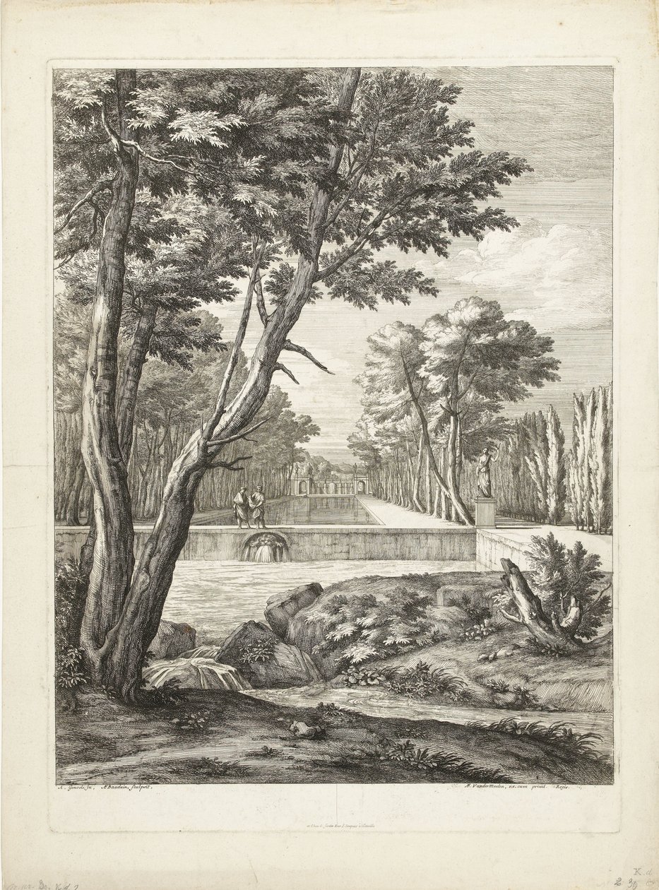 Paesaggio con due uomini presso una fontana da Adriaen Frans Boudewyns