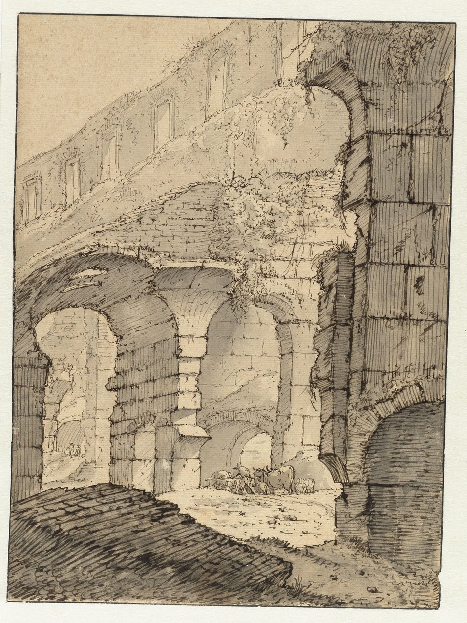 Veduta del Colosseo, Roma da Adriaen Honich (attributed to)