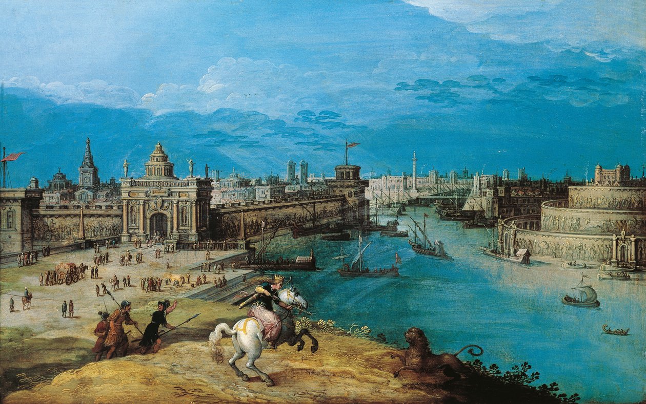 Caccia al leone alle Porte di Babilonia da Adriaen I van Nieulandt