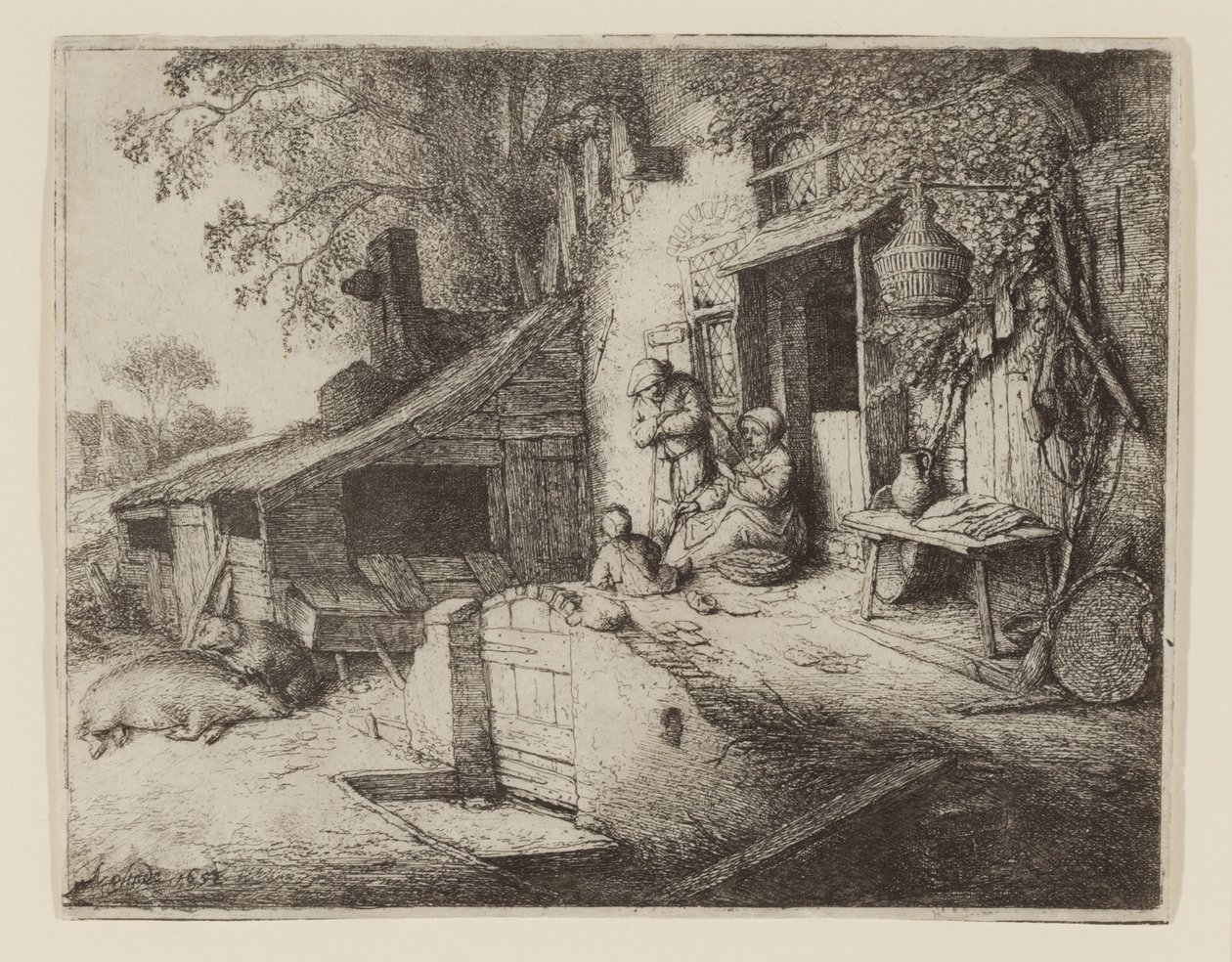 Alla Porta del Cottage - La Filatrice da Adriaen Jansz. van Ostade